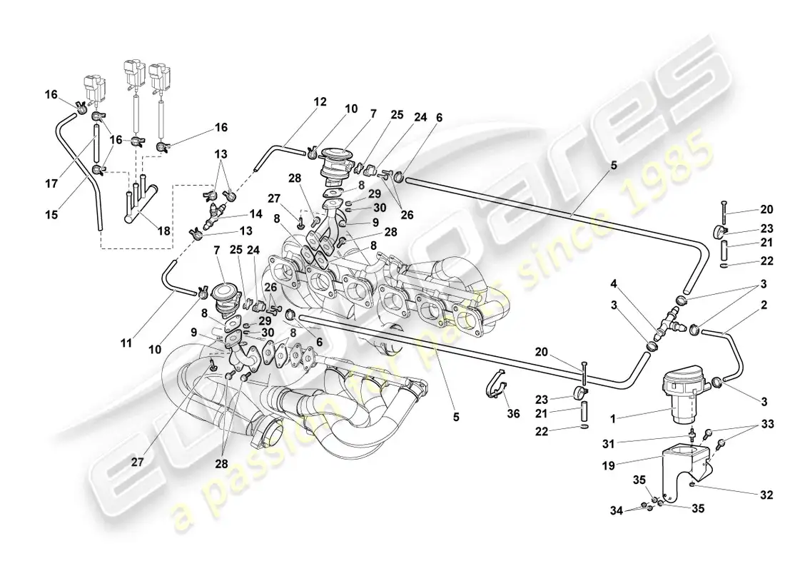 lamborghini murcielago roadster (2005) secondary air pump parts diagram