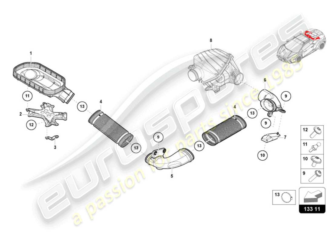 lamborghini 2024 (sterrato) air filter housing part diagram