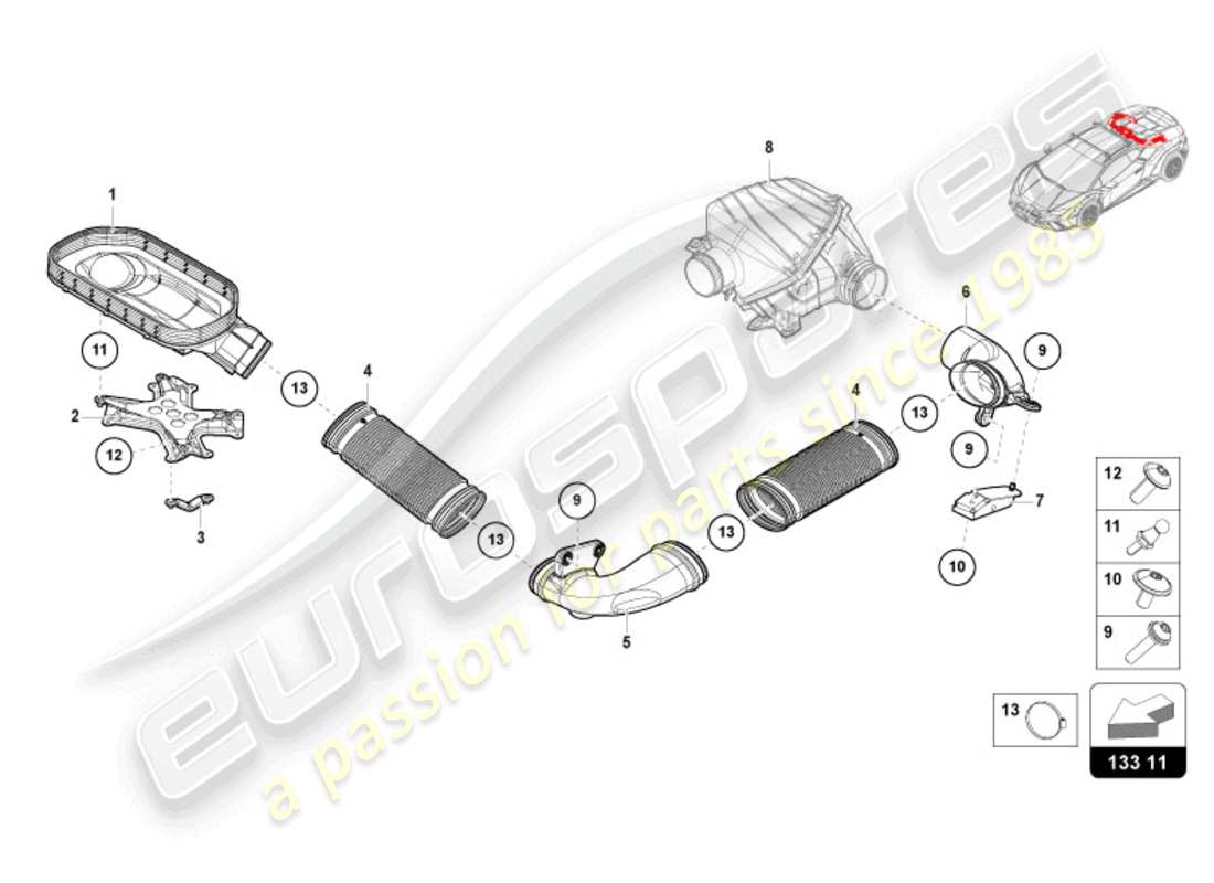 lamborghini sterrato (2024) air filter housing part diagram