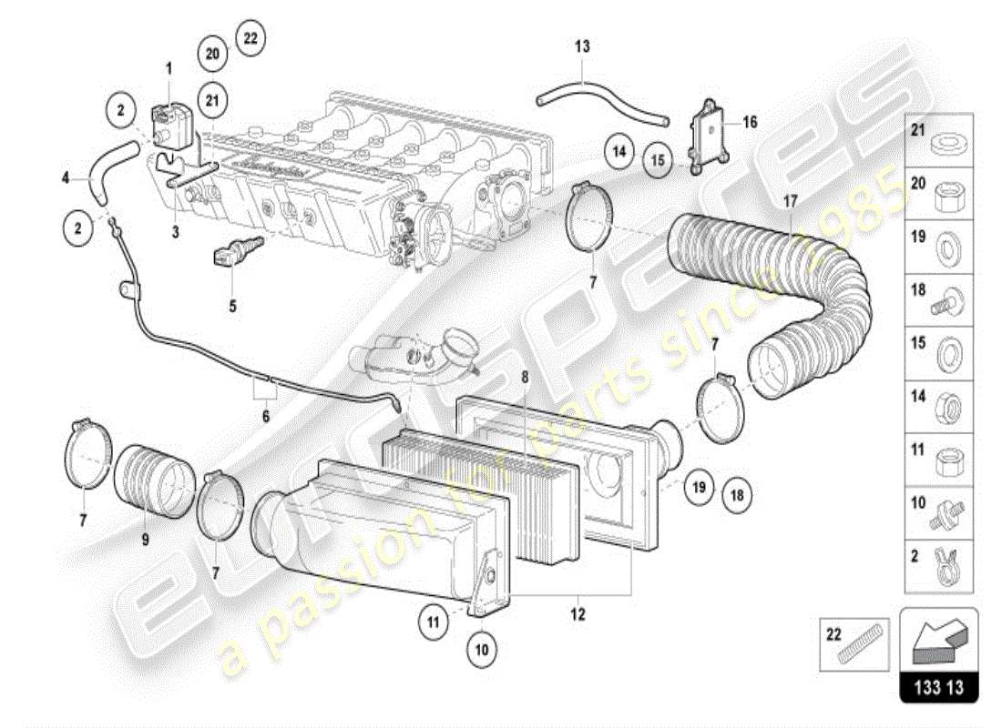 lamborghini diablo vt (1998) air filter part diagram
