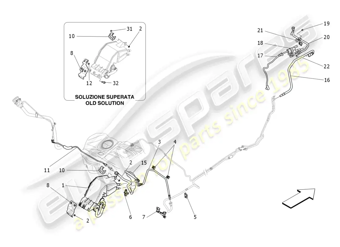maserati ghibli fragment (2022) fuel vapour recirculation system parts diagram
