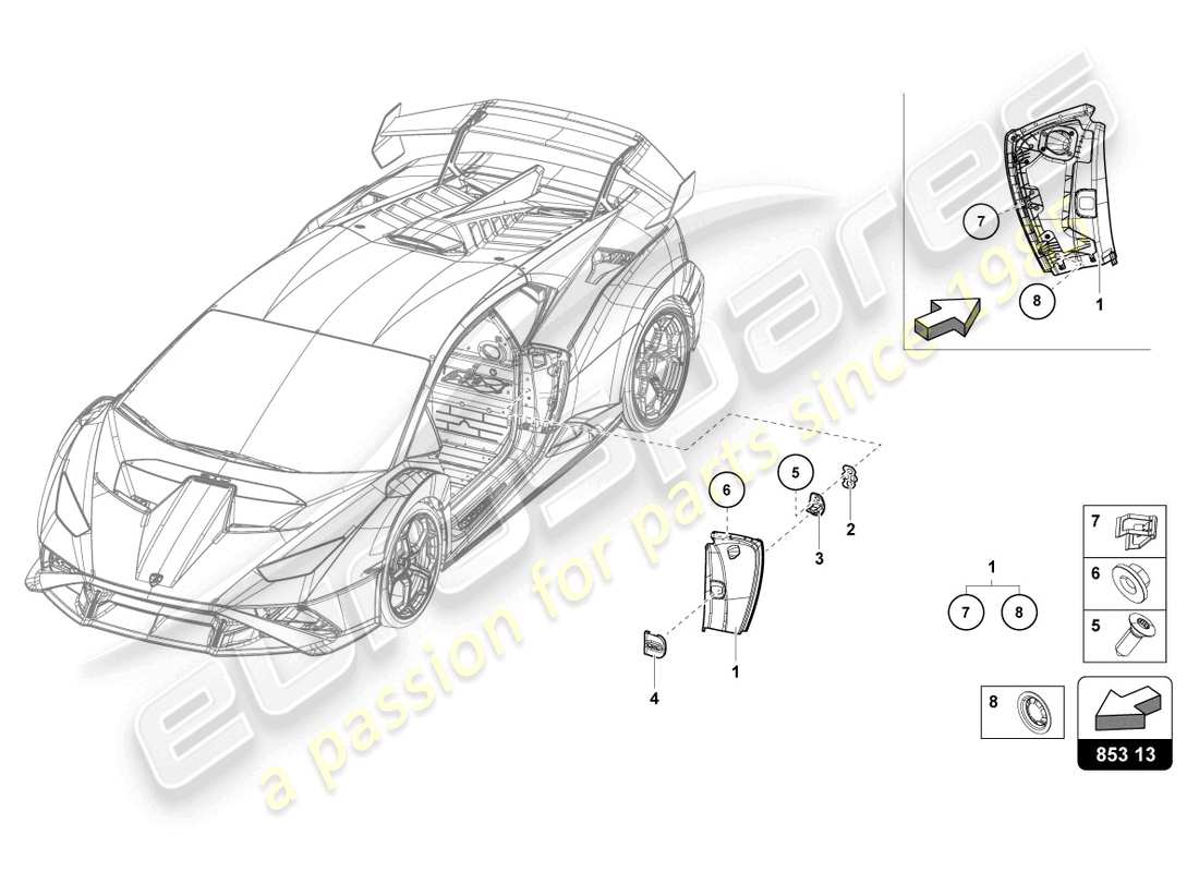 lamborghini 2023 (sto) cover plate for side member part diagram