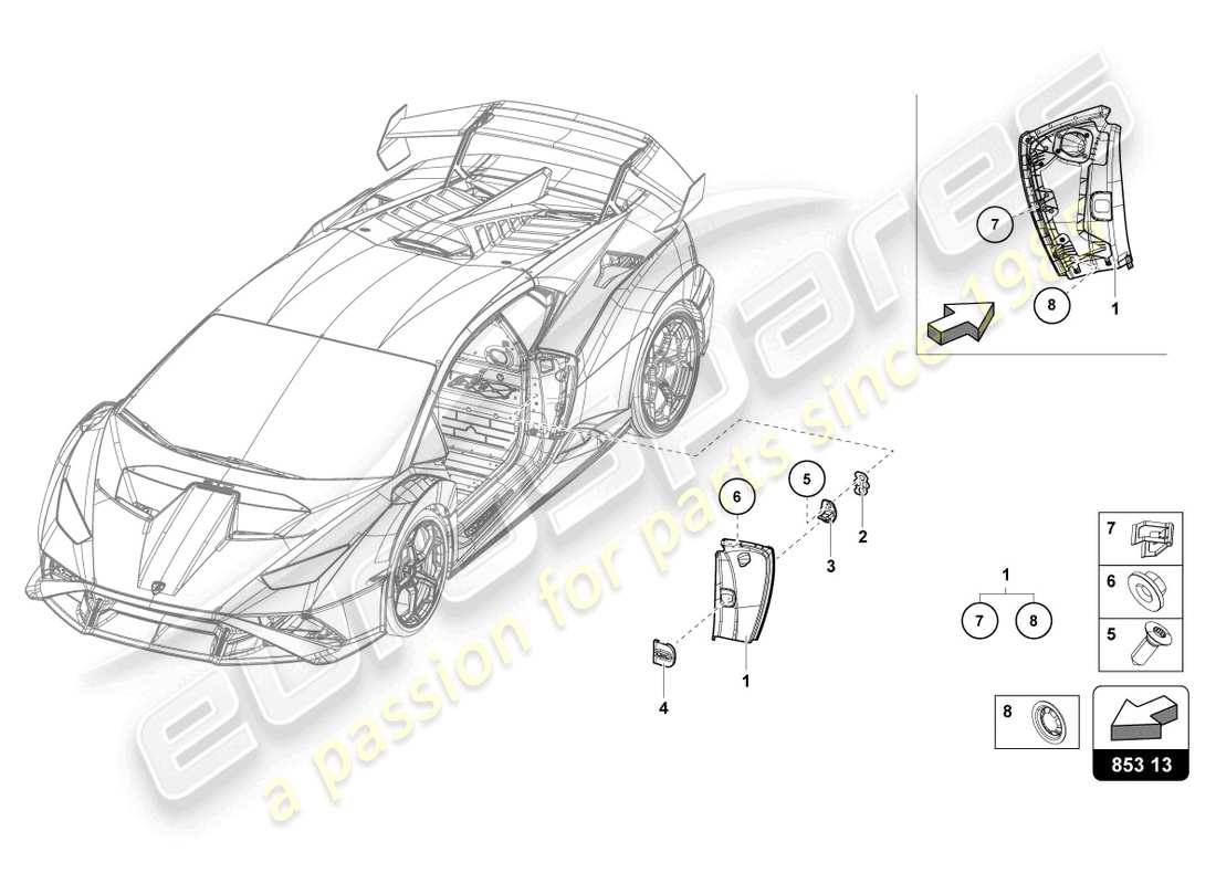 lamborghini sto (2023) cover plate for side member part diagram