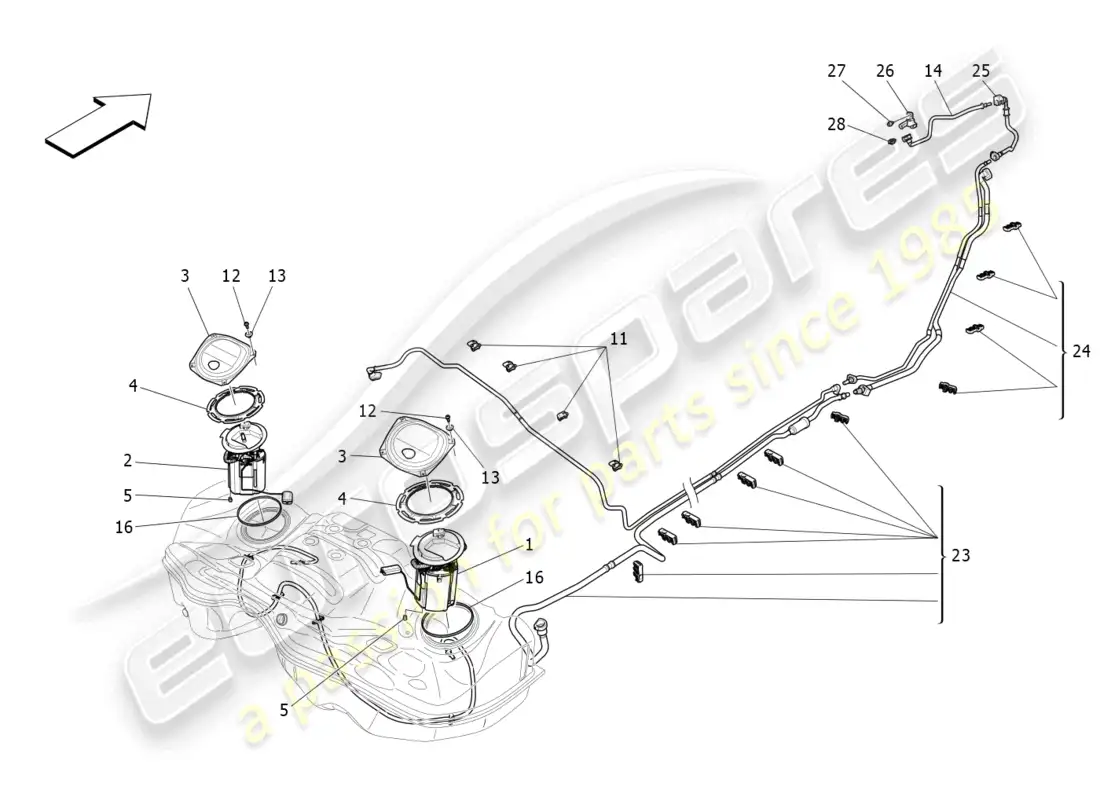 maserati levante gt (2022) fuel pumps and connection lines parts diagram
