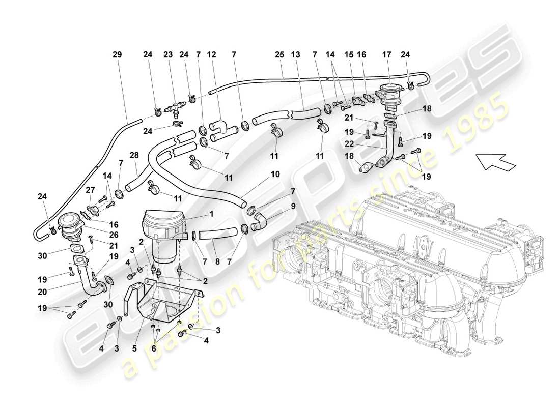 lamborghini lp640 coupe (2010) secondary air pump parts diagram