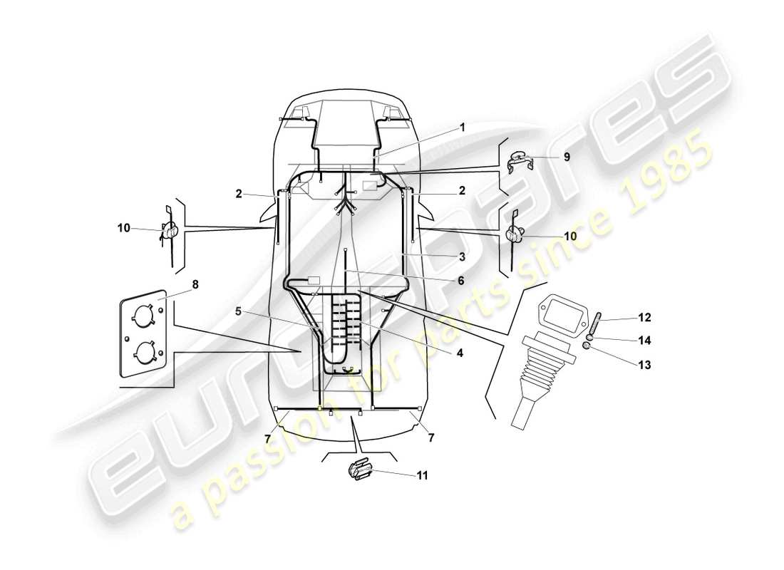 lamborghini lp640 roadster (2010) central wiring set parts diagram