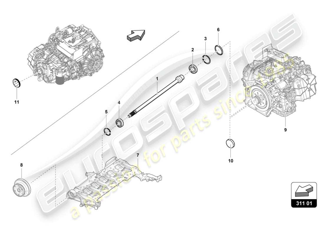 lamborghini evo spyder (2024) input shaft part diagram