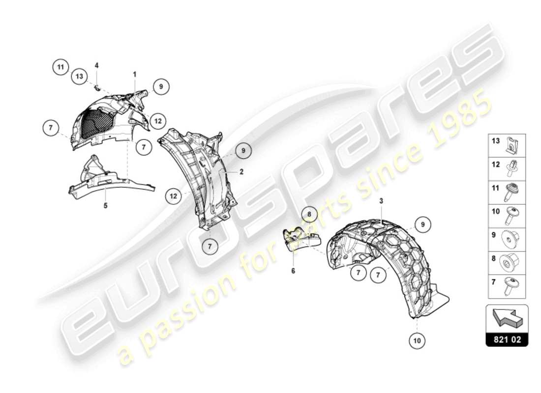 lamborghini urus (2019) wheel housing liner parts diagram