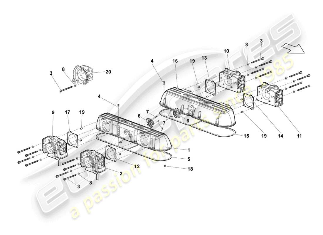 lamborghini lp640 coupe (2009) intake system parts diagram