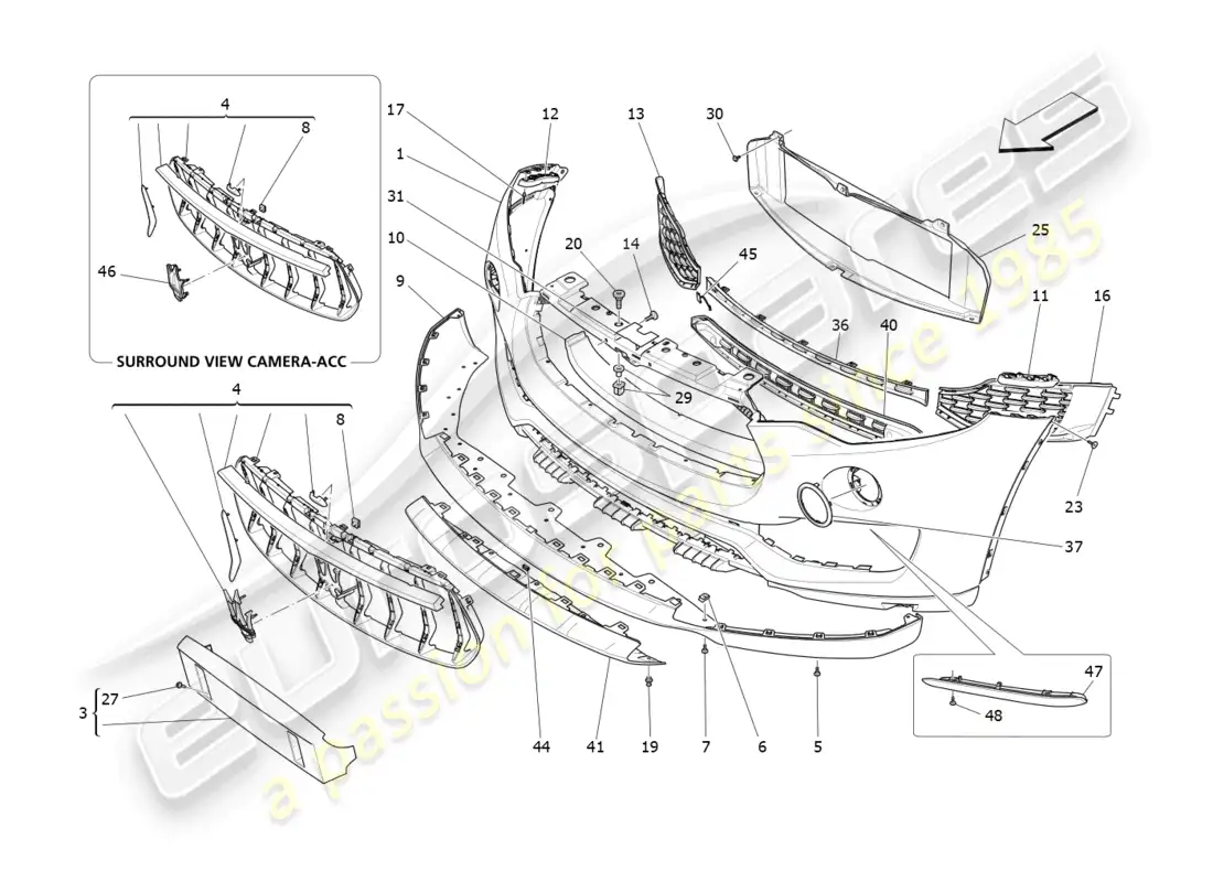 maserati levante gt (2022) front bumper parts diagram
