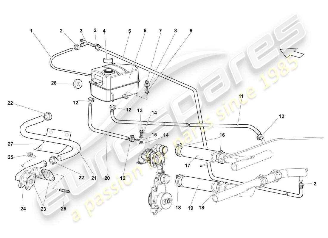 lamborghini lp640 coupe (2010) coolant cooling system part diagram