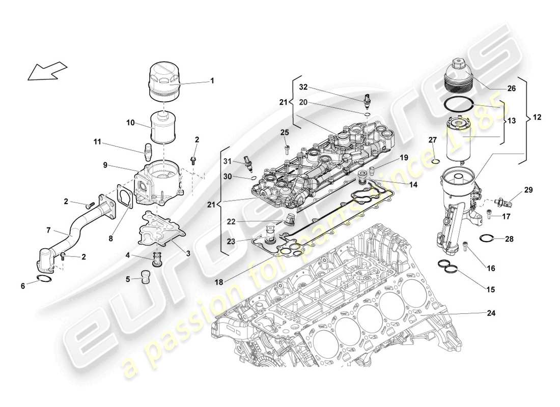 lamborghini lp560-4 coupe fl ii (2014) oil filter part diagram