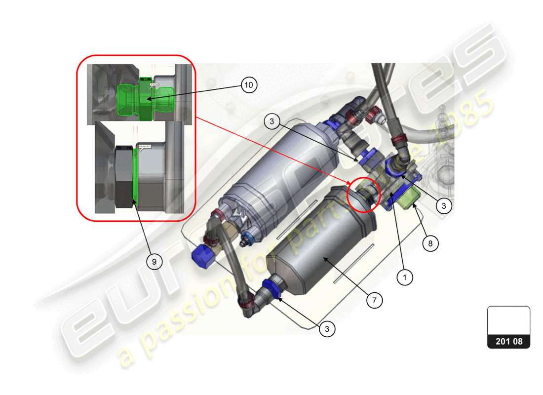 lamborghini 2022 (super trofeo evo 2) kit upgrade fuel tank part diagram