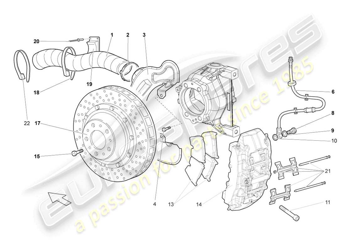 lamborghini lp640 roadster (2008) disc brake front part diagram