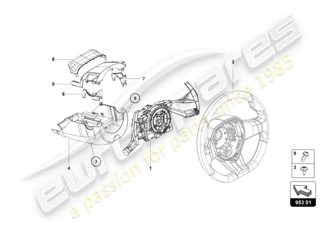 lamborghini 2022 (lp770-4 svj roadster) rack and pinion steering parts diagram