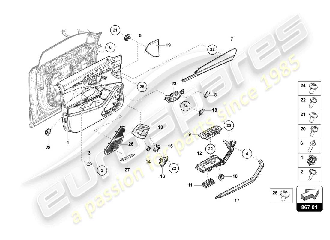 lamborghini urus (2019) door panel front part diagram