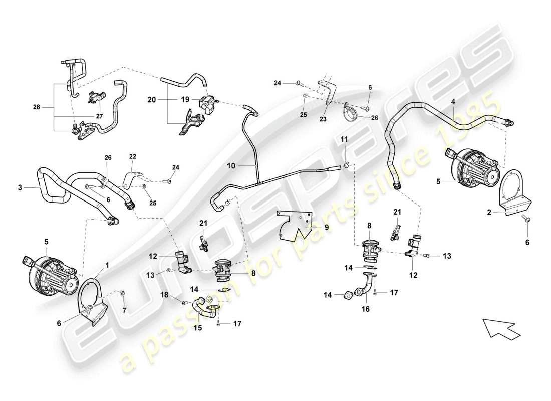 lamborghini lp550-2 spyder (2014) secondary air pump part diagram