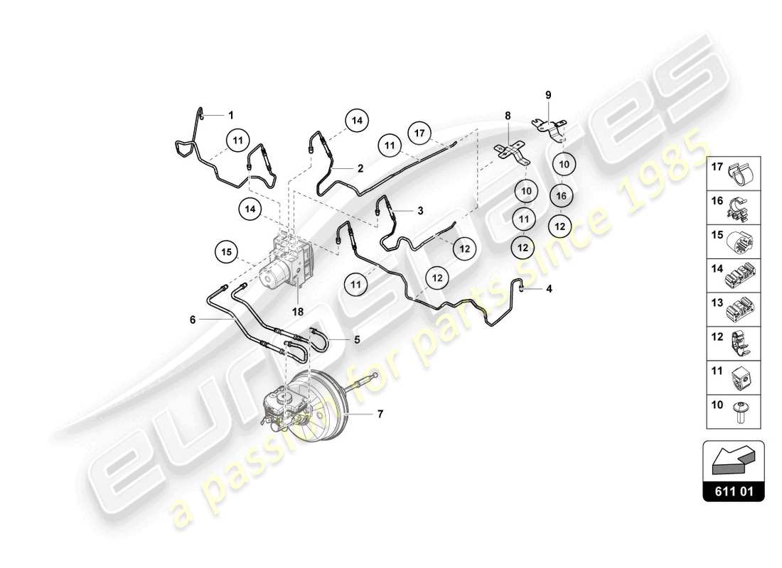 lamborghini 2021 (evo coupe 2wd) brake line part diagram