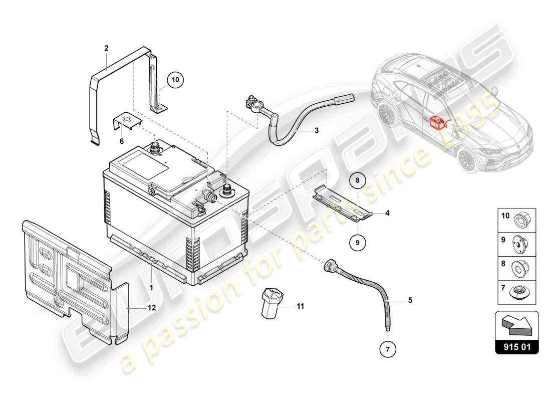 lamborghini urus s (2023) battery part diagram