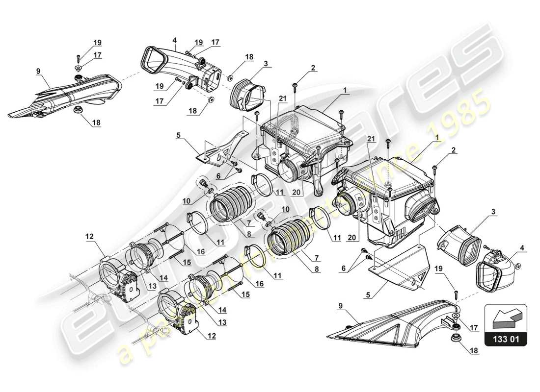 lamborghini 2017 (gt3) air intake system part diagram
