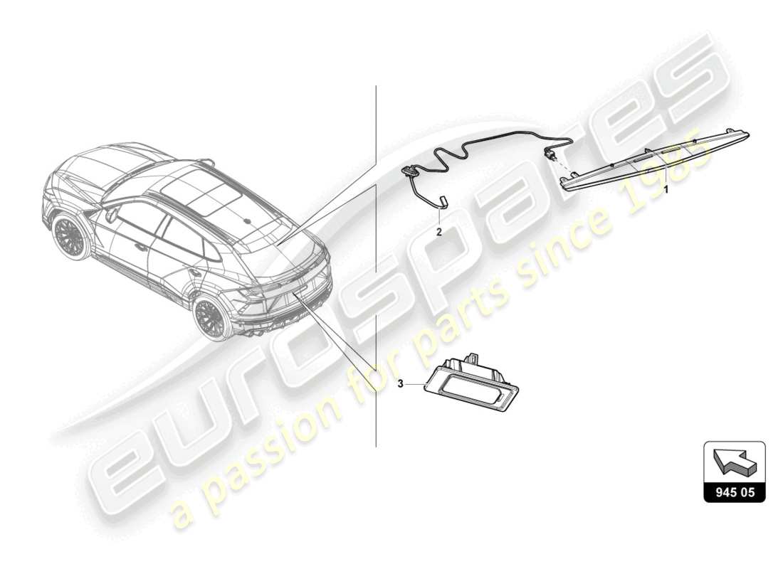 lamborghini urus performante (2023) additional brake light part diagram