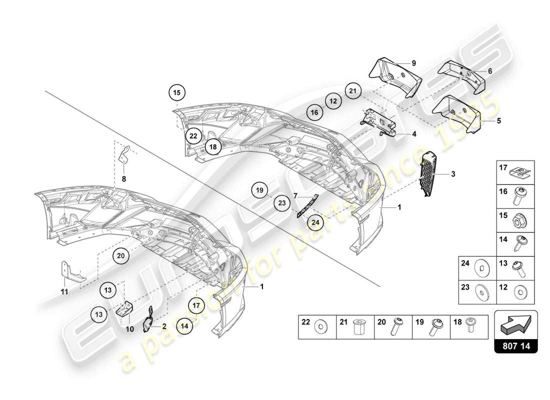 lamborghini 2022 (ultimae roadster) bumper, complete front part diagram