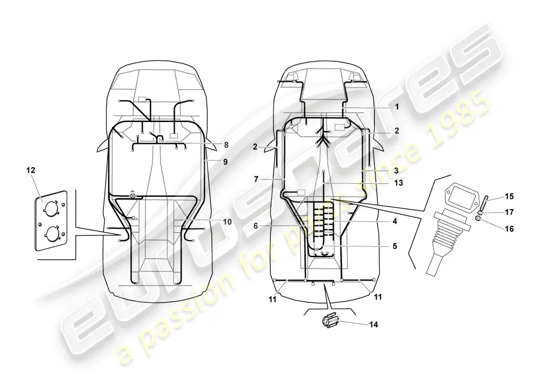 lamborghini murcielago roadster (2005) central wiring set parts diagram