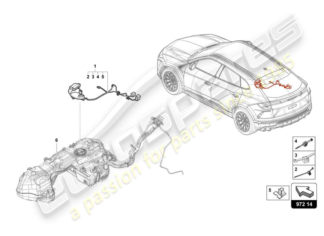 lamborghini urus performante (2023) wiring set for fuel tank part diagram