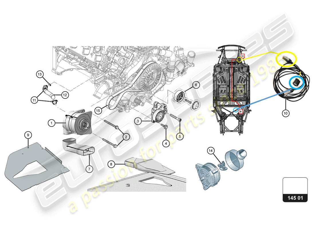 lamborghini 2018 (super trofeo evo) distribution - alternator part diagram