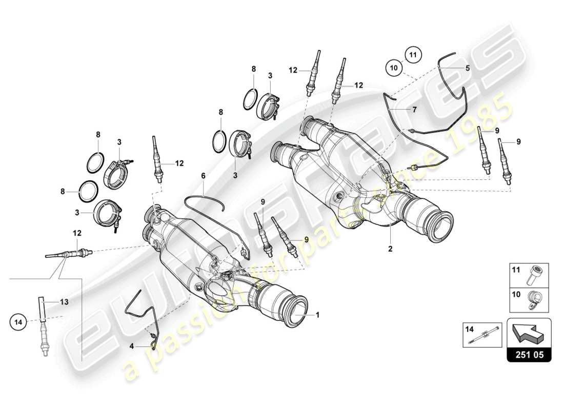 lamborghini 2022 (lp770-4 svj coupe) catalytic converter parts diagram