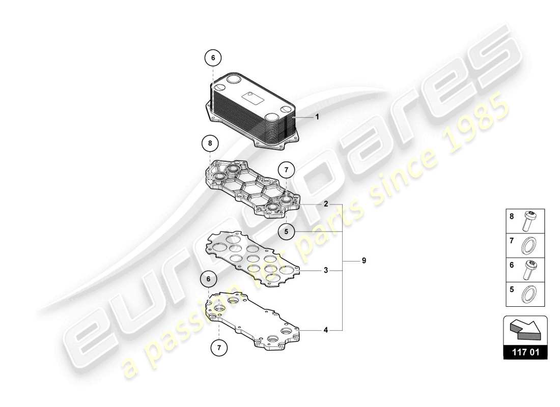 lamborghini 2022 (evo coupe 2wd) gear oil cooler part diagram