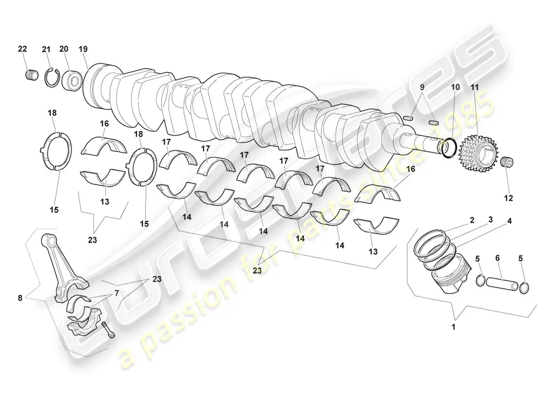 lamborghini murcielago coupe (2002) crankshaft parts diagram