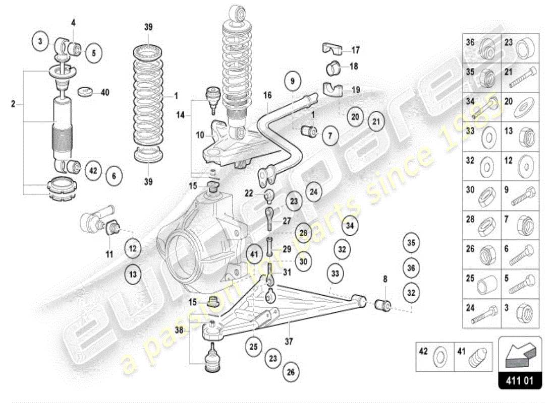 lamborghini diablo vt (1996) suspension front part diagram