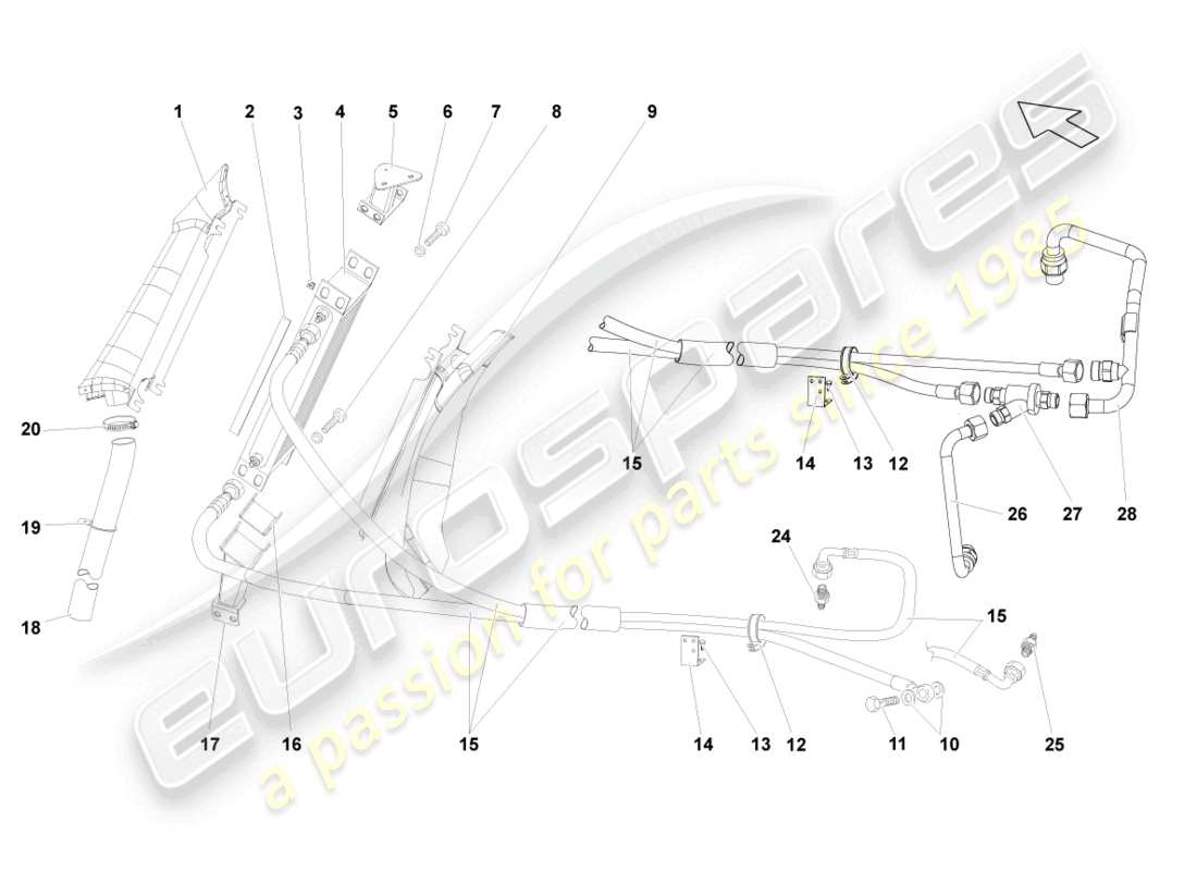 lamborghini gallardo coupe (2007) gear oil cooler parts diagram