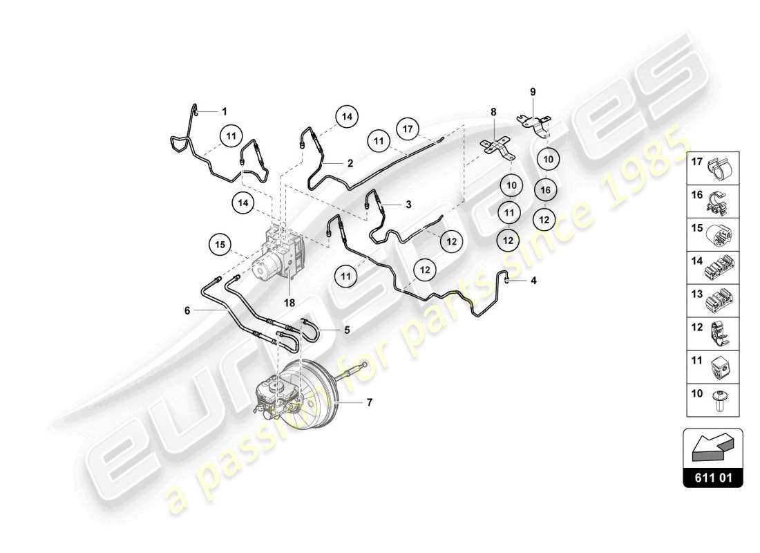 lamborghini tecnica (2023) brake line part diagram