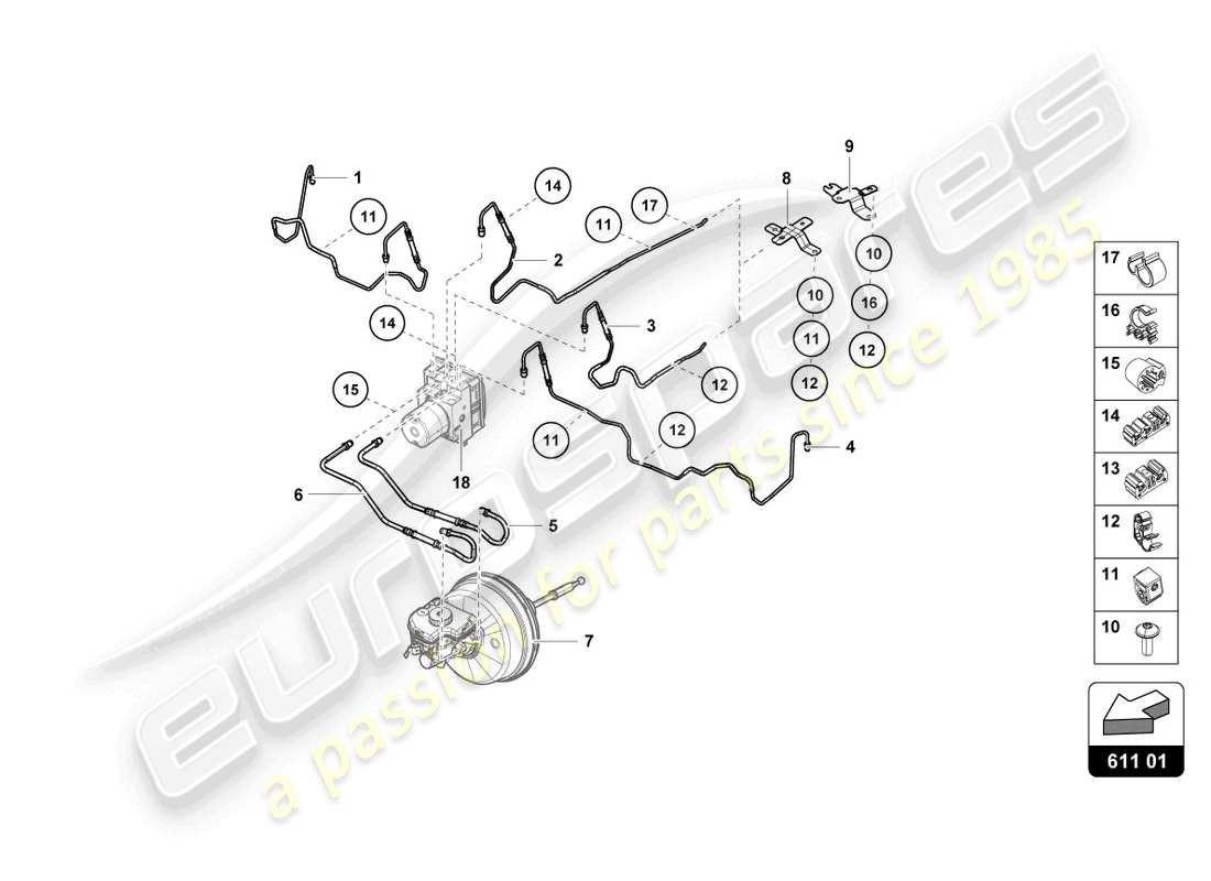 lamborghini tecnica (2023) brake line part diagram