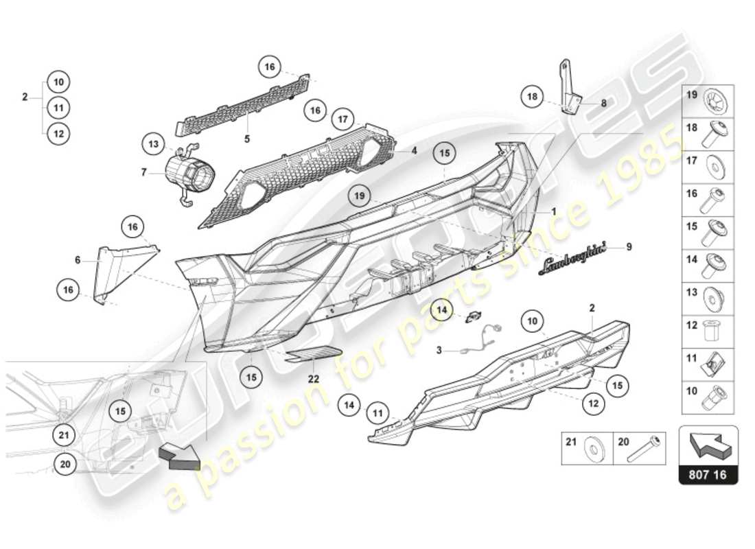lamborghini 2023 (sto) bumper rear part diagram
