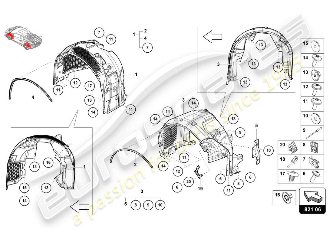 lamborghini sto (2023) wheel housing trim part diagram