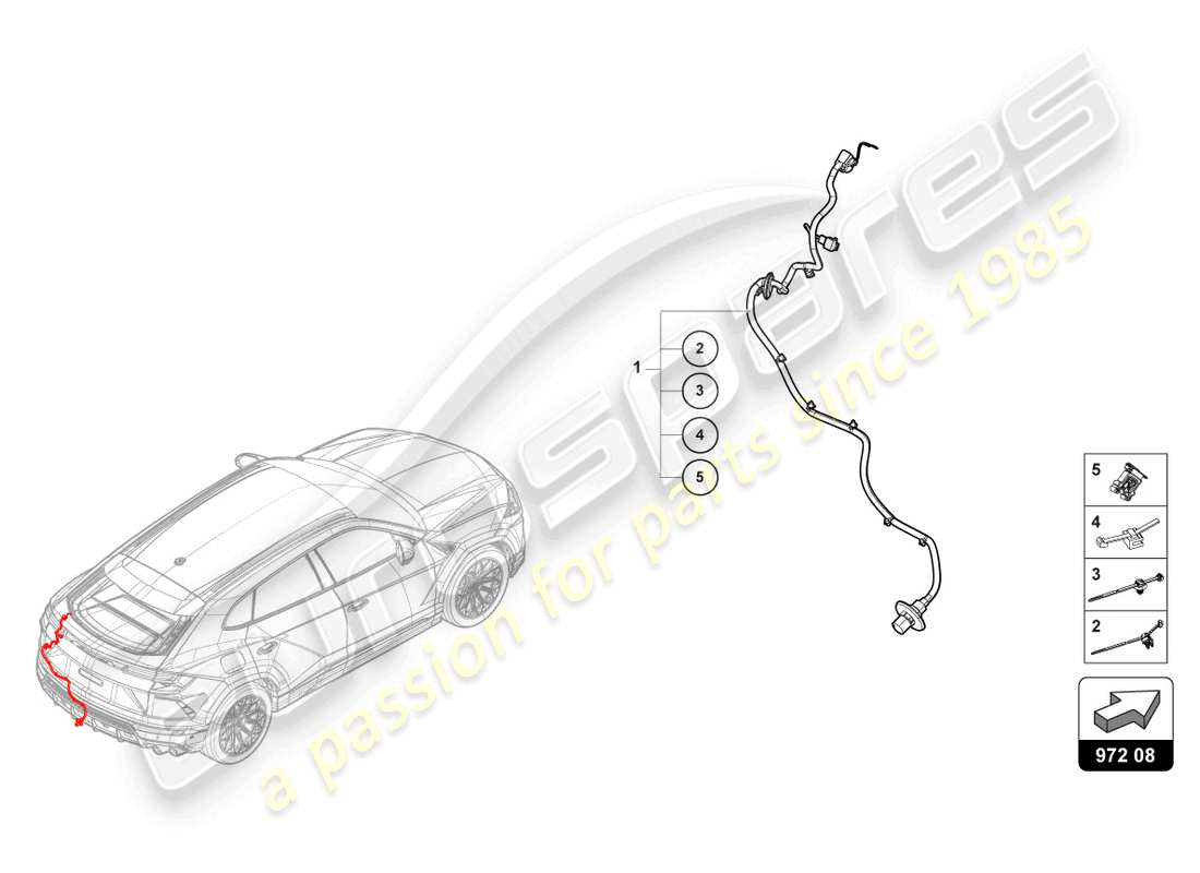 lamborghini urus performante (2023) wiring set for tow hitch rear part diagram