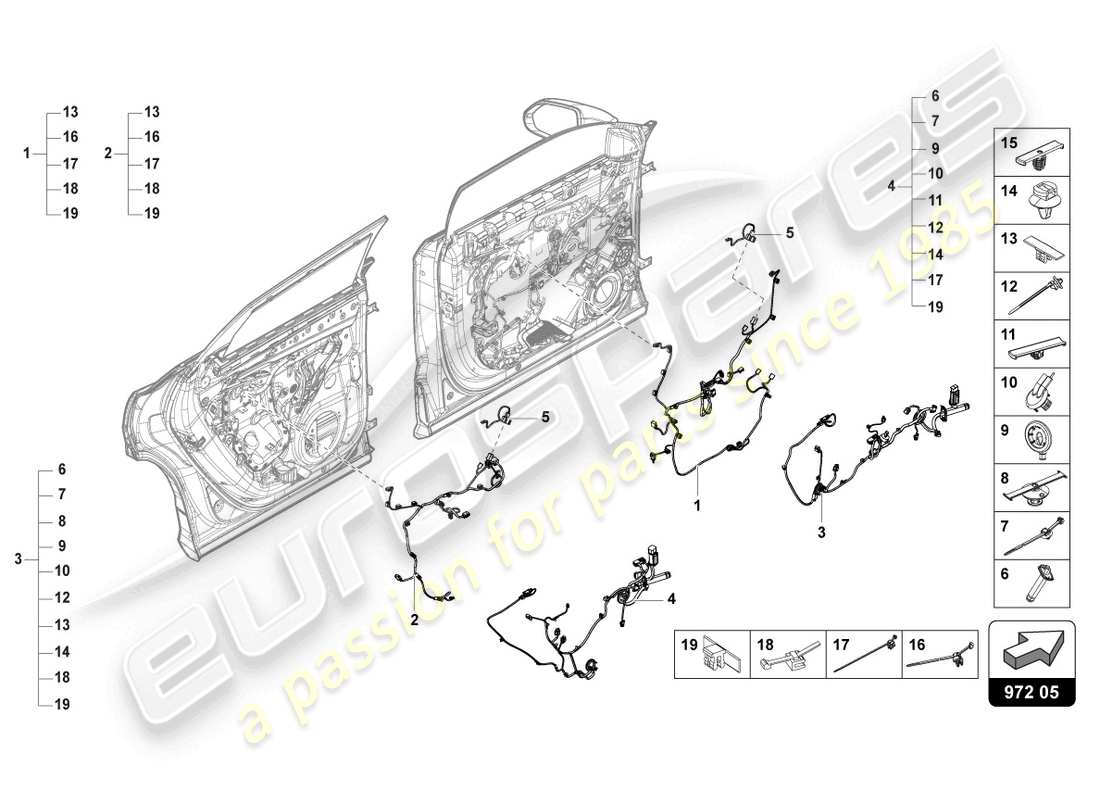 lamborghini urus performante (2023) wiring set for door part diagram