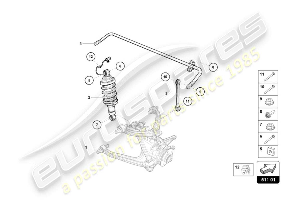 lamborghini evo spyder (2024) shock absorber rear part diagram