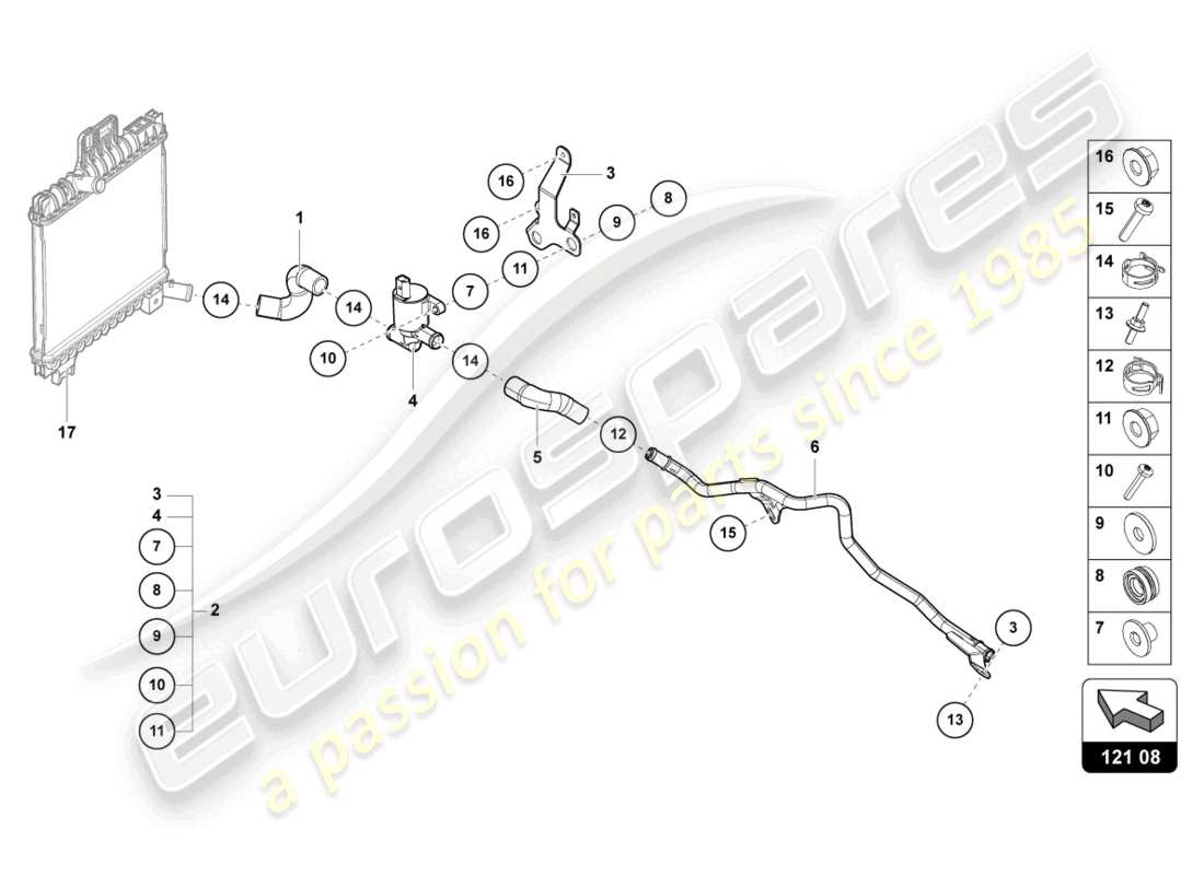 lamborghini urus s (2023) coolant pipe parts diagram