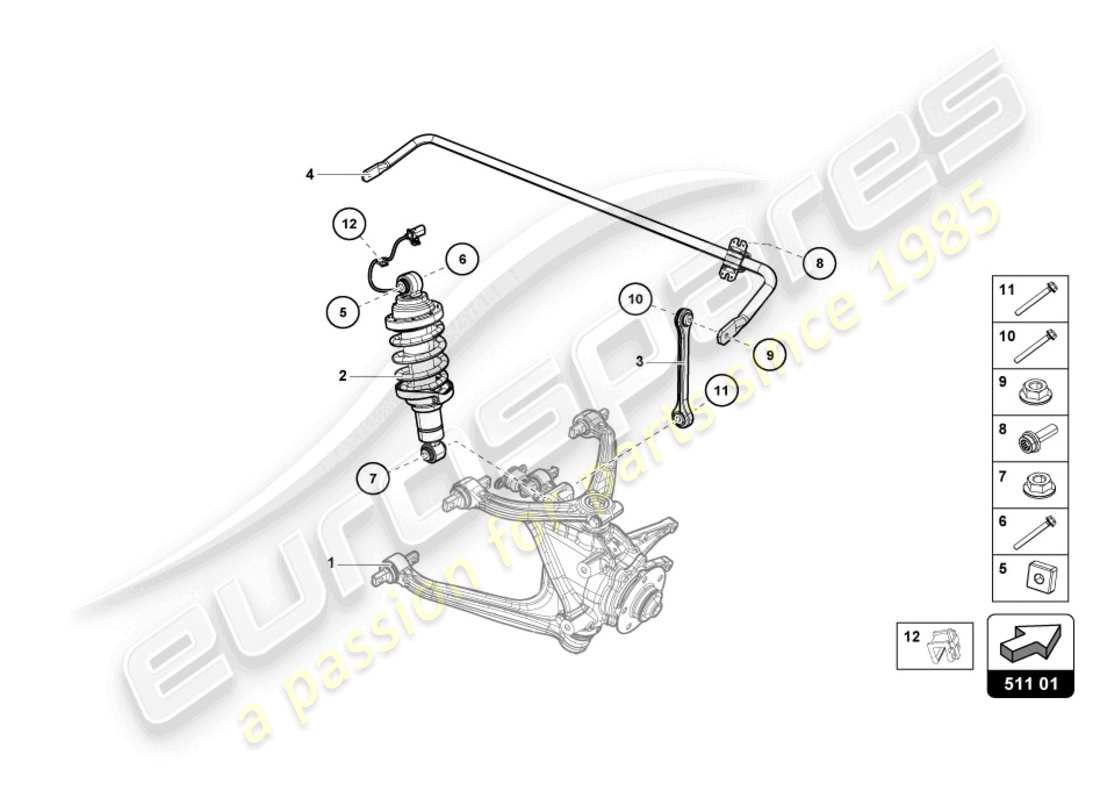 lamborghini 2023 (evo spyder 2wd) shock absorber rear part diagram
