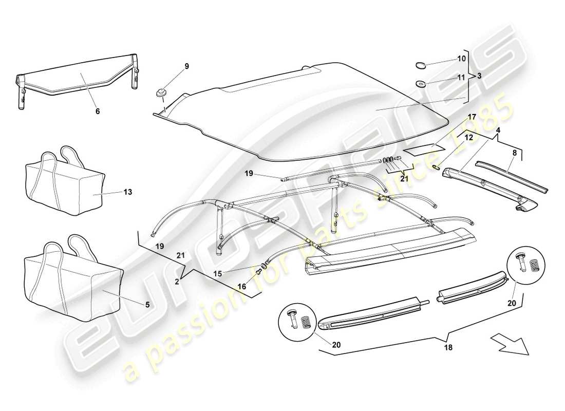 lamborghini lp640 roadster (2008) cover part diagram