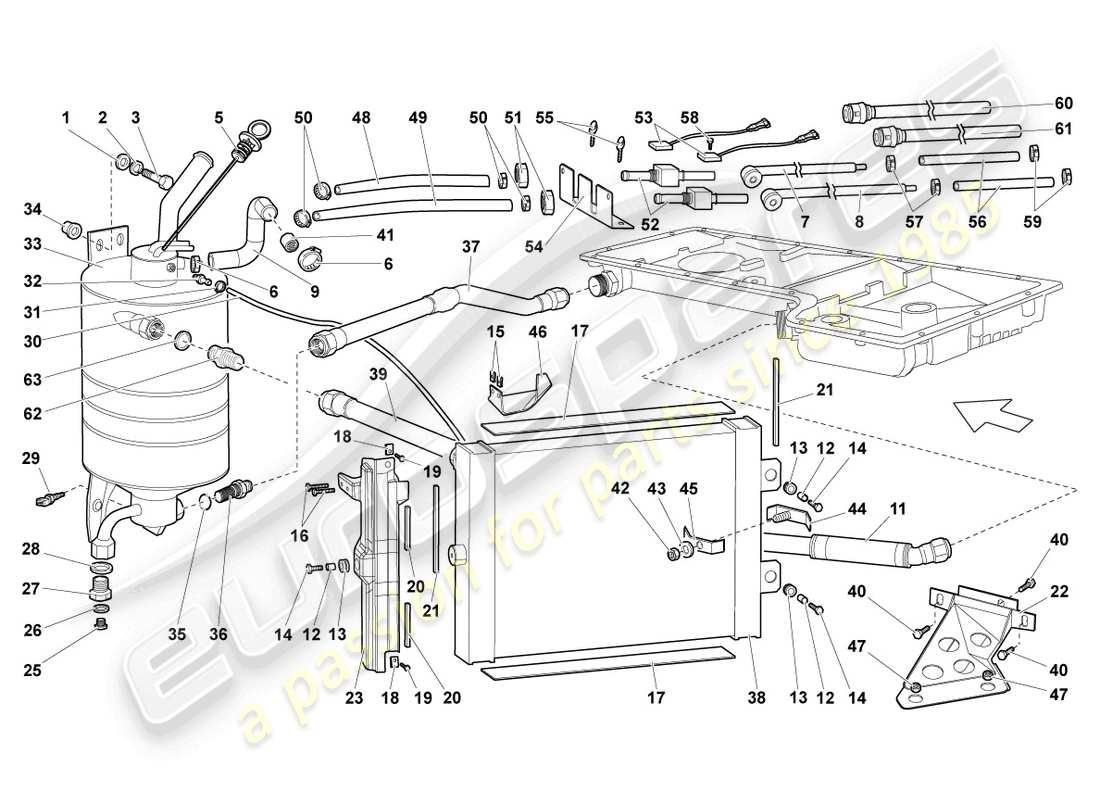 lamborghini lp640 roadster (2008) oil cooler part diagram