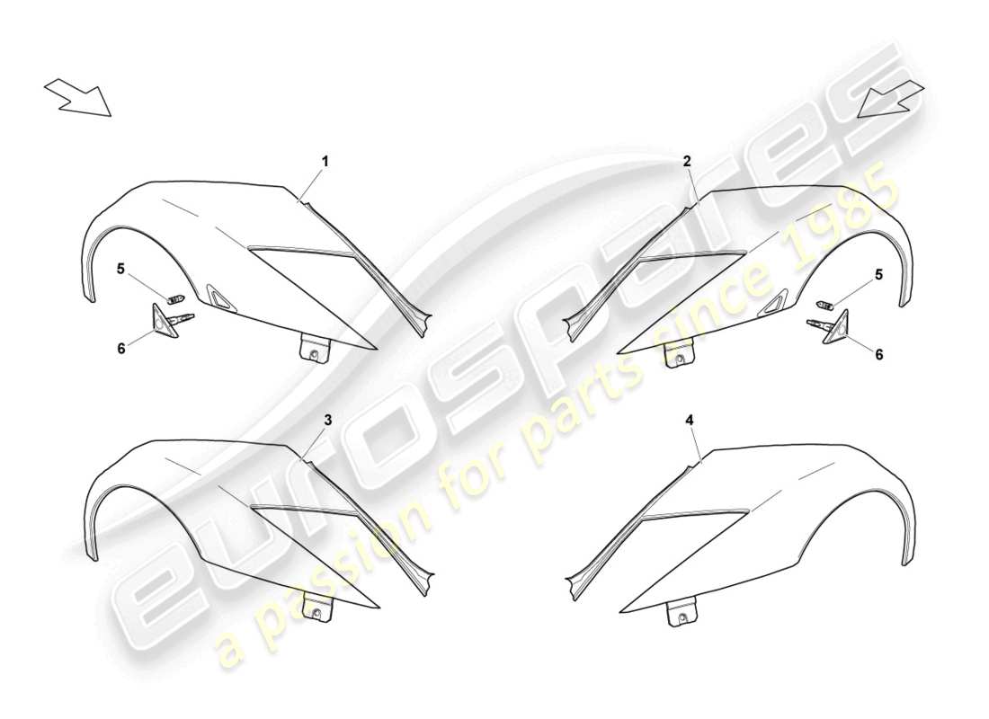 lamborghini lp640 roadster (2008) wing front parts diagram