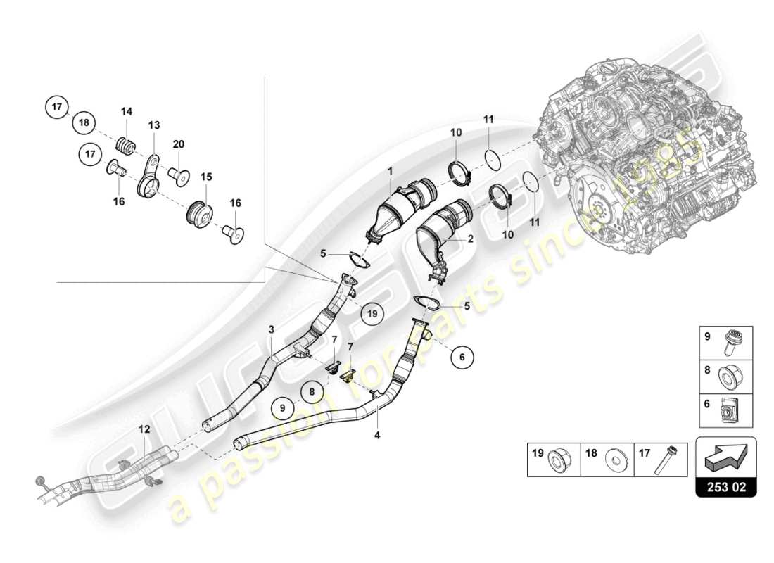 lamborghini urus performante (2023) catalytic converter part diagram