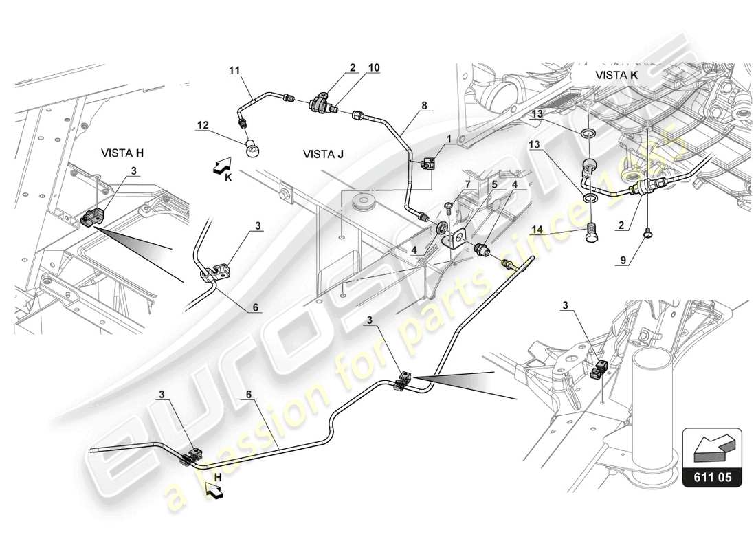 lamborghini 2018 (gt3 evo) brake lines part diagram