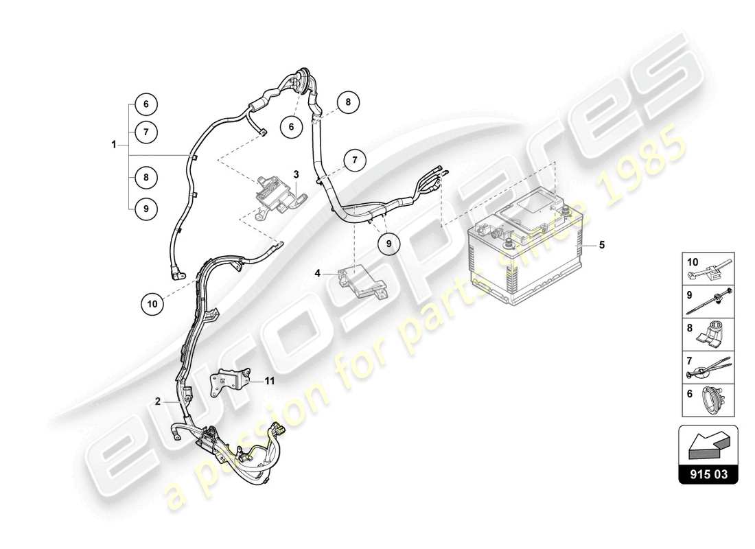 lamborghini urus (2019) wiring set for battery +/- part diagram