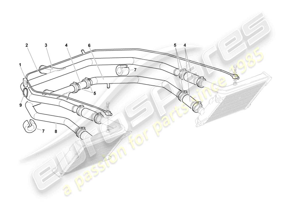 lamborghini lp640 roadster (2008) coolant cooling system part diagram